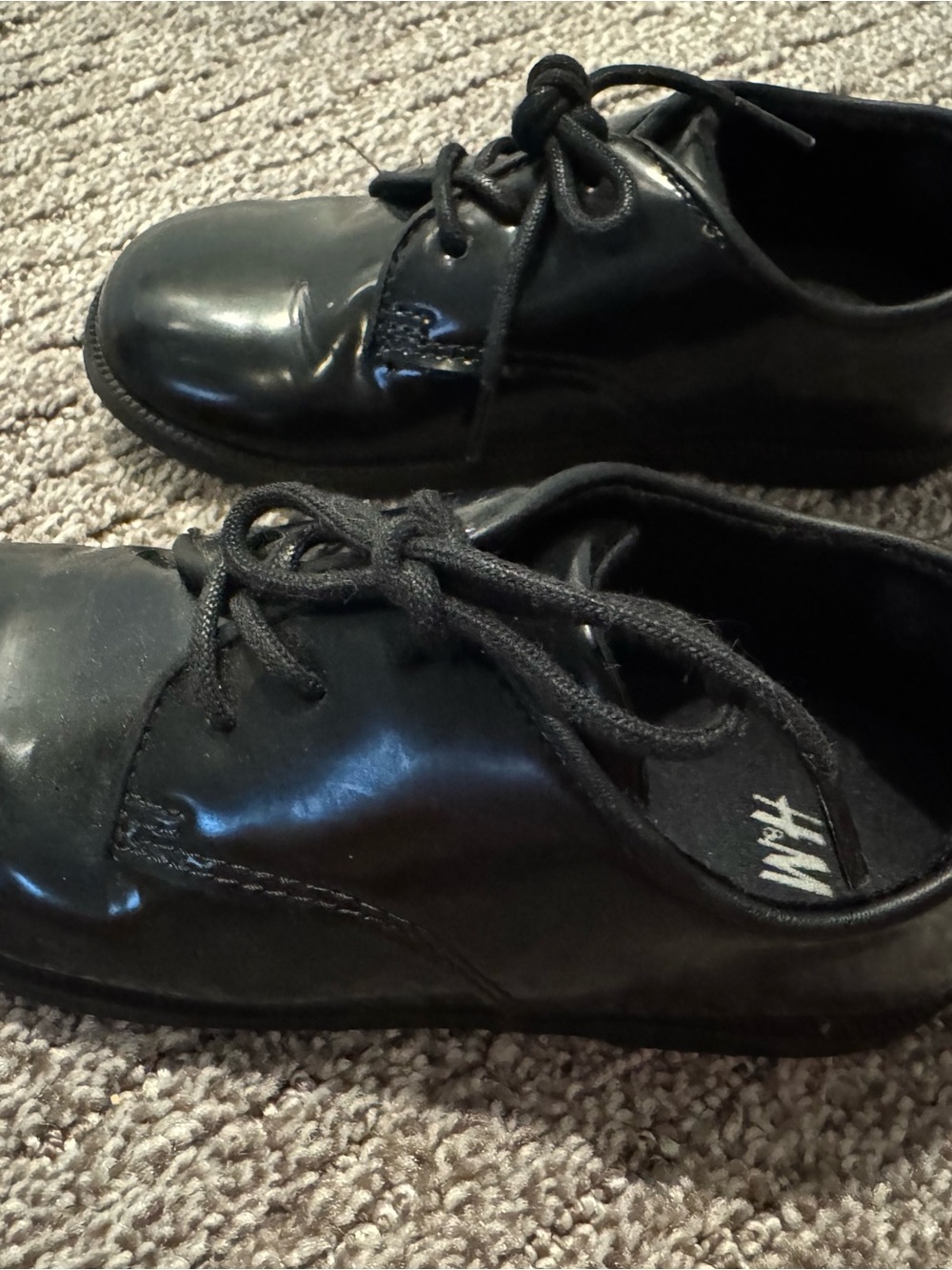 H&M Kids Black Patent Lace-Up Oxford Shoes